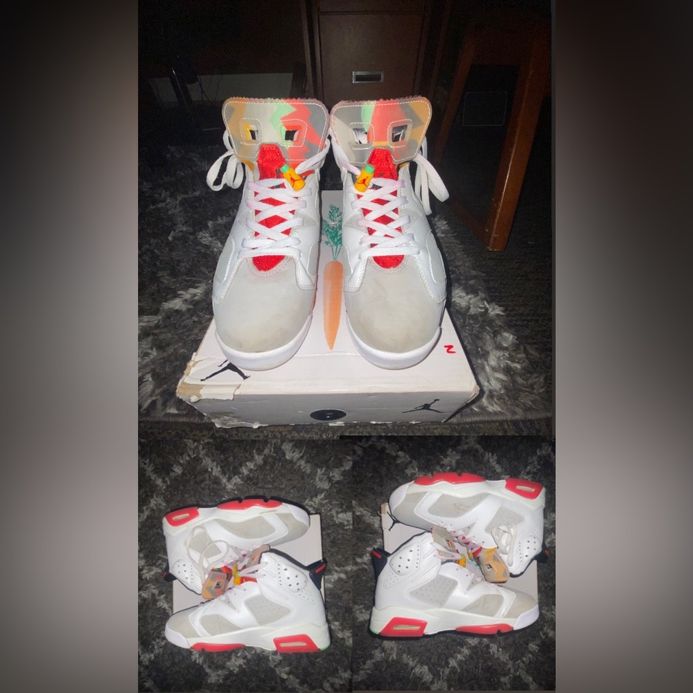 Jordan 6s Bugs Bunny edition. Lightly wore. Box is damaged.